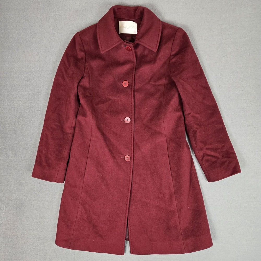 Fleurette Loro Piana Italian Wool Coat Womens 8 Red Made in USA Overcoat